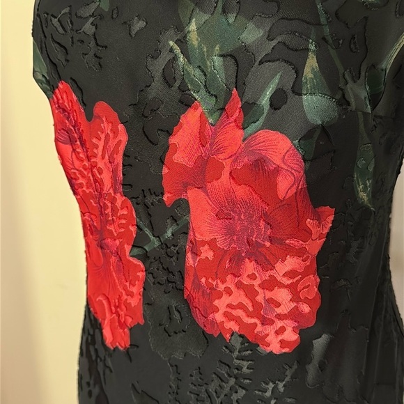 Robbie Bee Silk Blend Velvet Burn Out Y2k Floral Sleeveless Dress Vintage 8P - Picture 6 of 16